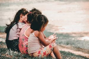 children mingling
